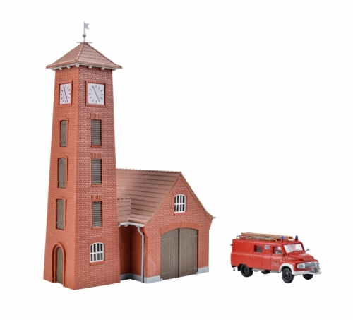 kibri 39210 Feuerwehrhaus Bahlburg Lüneburg mit Fahrzeug Ford FK 2500