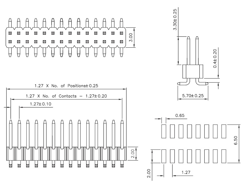 21 Pin Stiftleiste SMD MTC Decoder RM 1,27mm