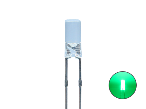 LED Zylinder 3mm klar echtgrün / puregreen