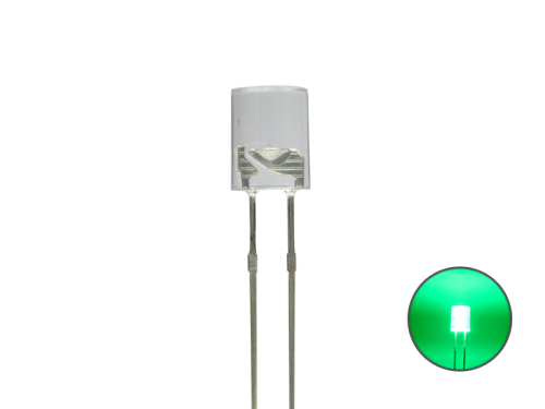 LED Zylinder 5mm klar echtgrün / puregreen