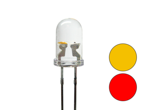 DUO Bi-Color Bipolar LED 5mm 2pin klar gelb / rot