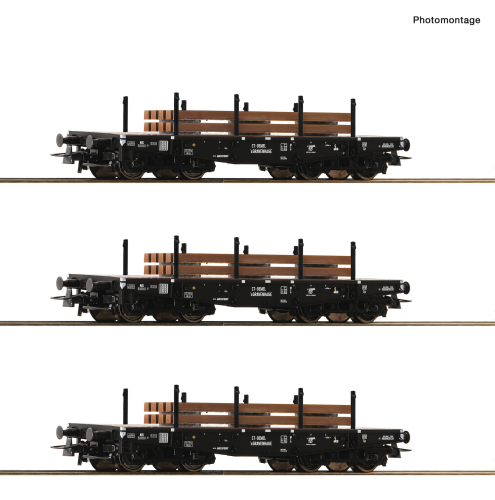 ROCO 6600016 3-teiliges Set Schwerlastwagen NS Spur H0