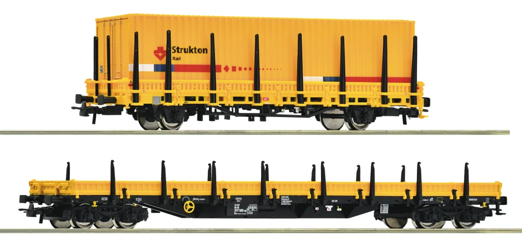 ROCO 77029 2-teiliges Set Rungenwagen Strukton Rail Spur H0