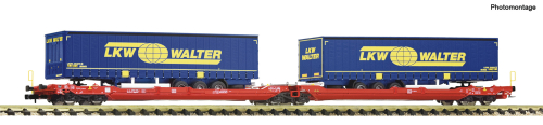 Fleischmann 6660050 Doppeltaschen-Gelenkwagen T3000e DB-AG + LKW Walter Auflieger Spur N