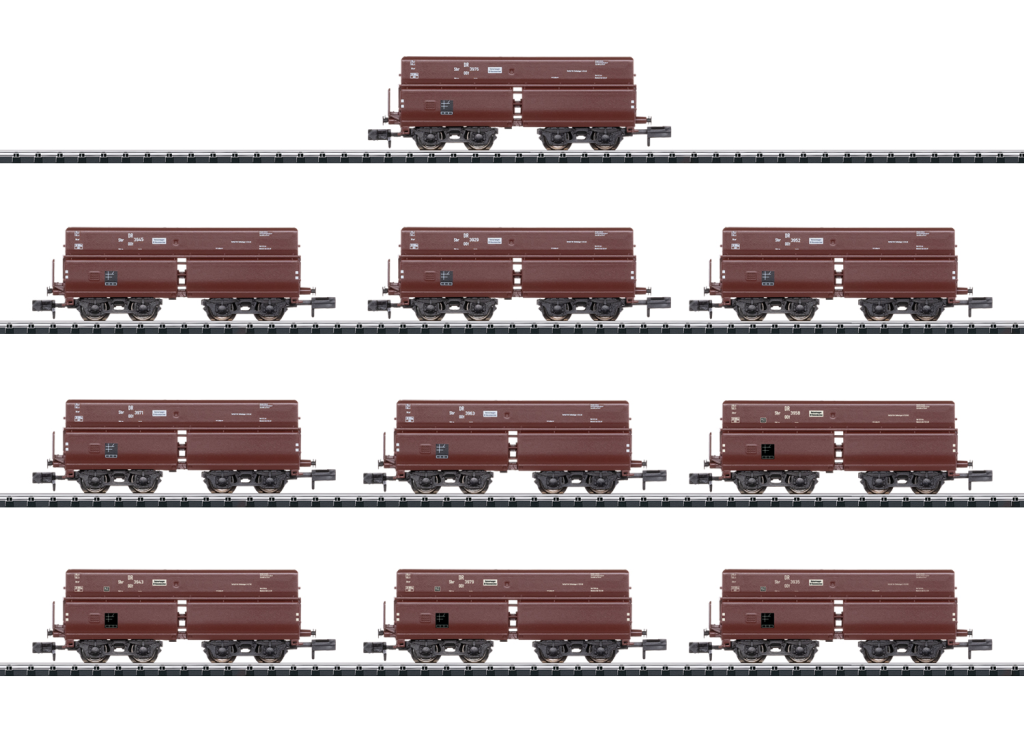 Minitrix T15013 Display mit 10 Selbstentladewagen Erz IId Spur N