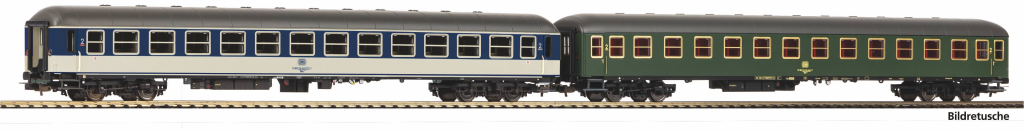 PIKO 28324 2er Set Personenwagen 2x 2. Kl. Büm 234 POP und grün DB IV Spur H0