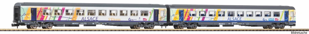 PIKO 94509 2er Set Corailwagen ALSACE 1.+2.Kl. SNCF VI Spur N