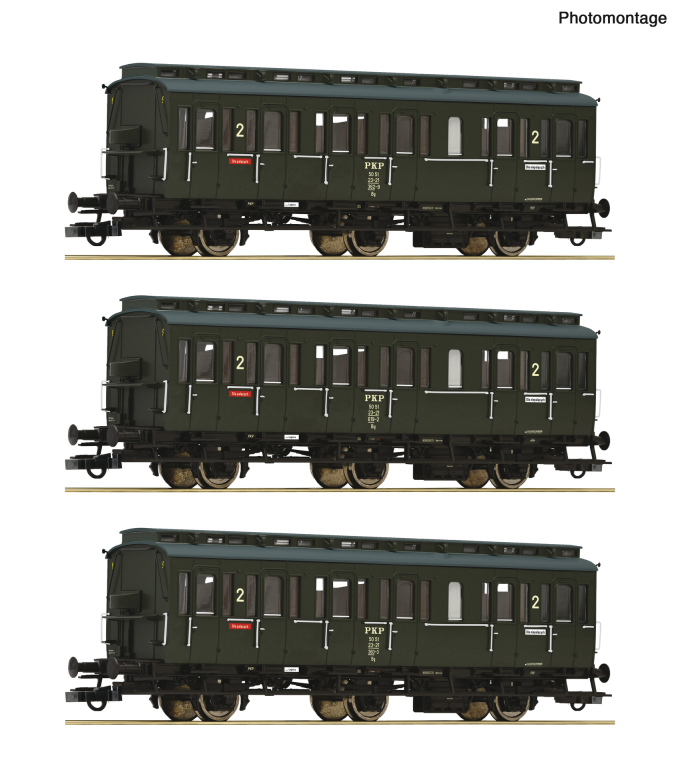 ROCO 6200100 3-teiliges Set Abteilwagen PKP Spur H0