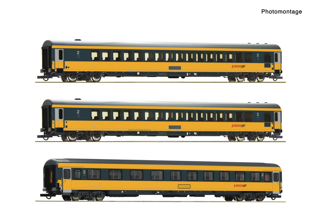 ROCO 6200082 3-teiliges Set Reisezugwagen Regiojet Spur H0