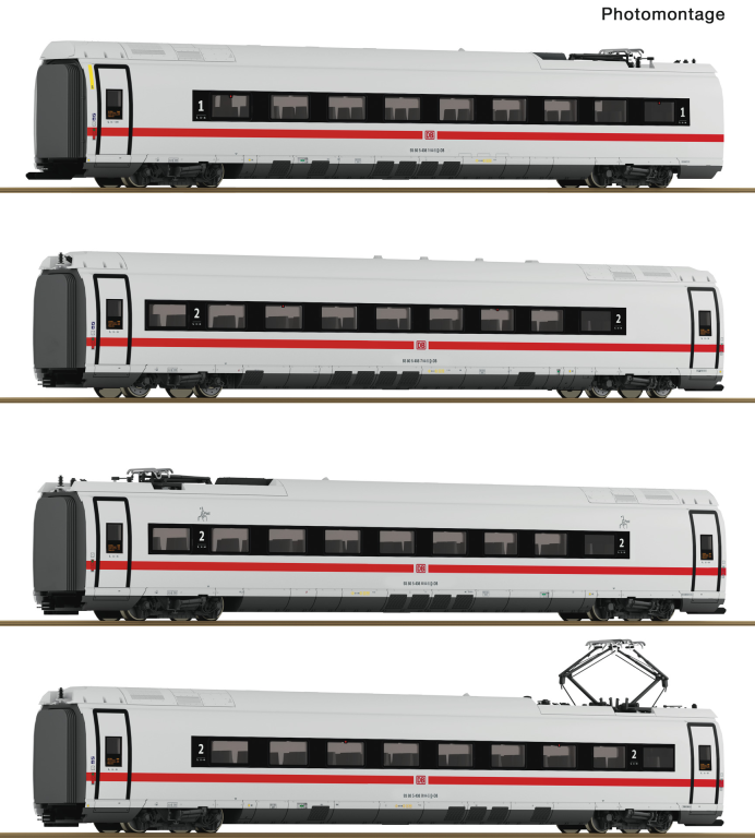 ROCO 7700018 4-teiliges Set Zwischenwagen ICE 3neo (BR 408) DB AG Spur H0