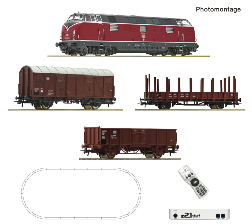 ROCO 5110008 z21 start Digitalset Diesellokomotive BR 221 mit Güterzug DB Spur H0