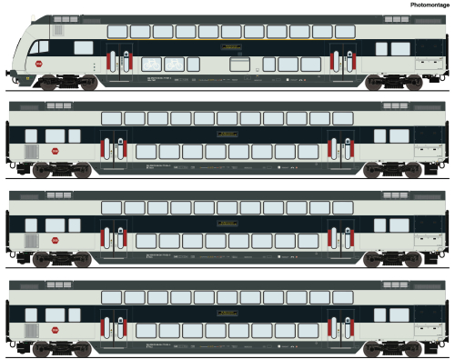 ROCO 6220147 4-teiliges Set Doppelstockwagen DSB Spur H0