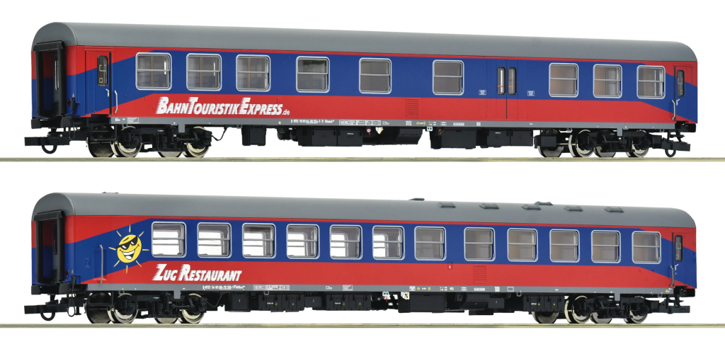 ROCO 74027 2-teiliges Set Reisezugwagen BTE Spur H0