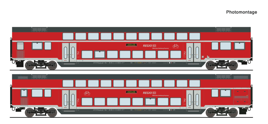 ROCO 6200145 2-teiliges Set Doppelstockwagen DB AG Spur H0