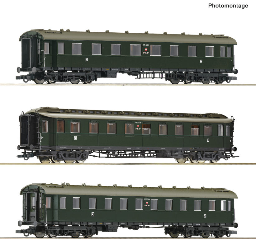 ROCO 6200112 3-teiliges Set Schnellzugwagen PKP Spur H0