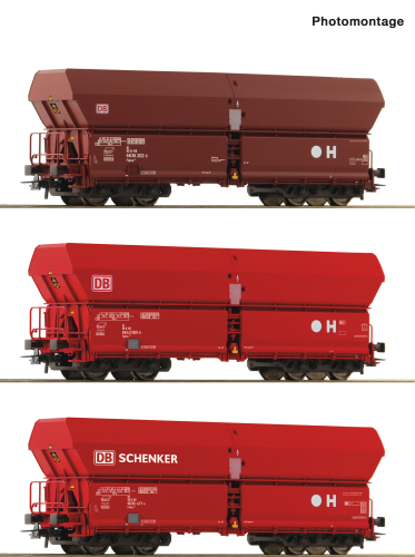 ROCO 6600135 3-teiliges Set Selbstentladewagen DB AG Spur H0