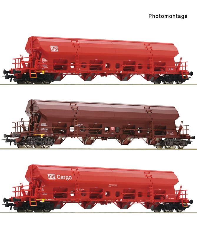 ROCO 6600153 3-teiliges Set Schwenkdachwagen DB AG Spur H0