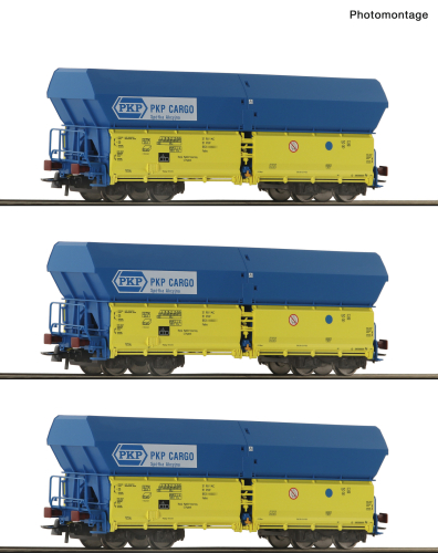 ROCO 6600136 3-teiliges Set Selbstentladewagen PKP Spur H0