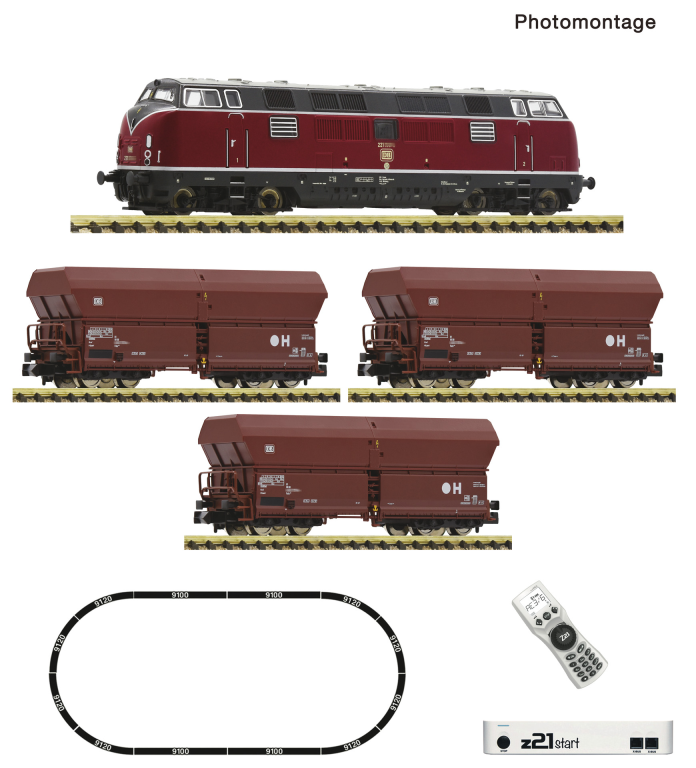 Fleischmann 5170003 z21 start Digitalset Diesellokomotive BR 221 mit Güterzug DB Spur N