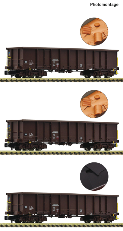 Fleischmann 6660074 3-teiliges Set Offene Güterwagen ÖBB Spur N