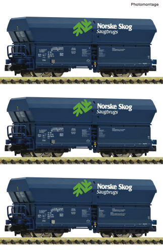 Fleischmann 6660089 3-teiliges Set Selbstentladewagen Norske Skog VTG Spur N