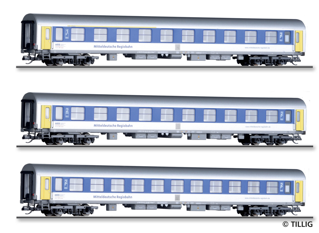 TILLIG 01097 Reisezugwagenset der Mitteldeutschen Regiobahn Spur TT