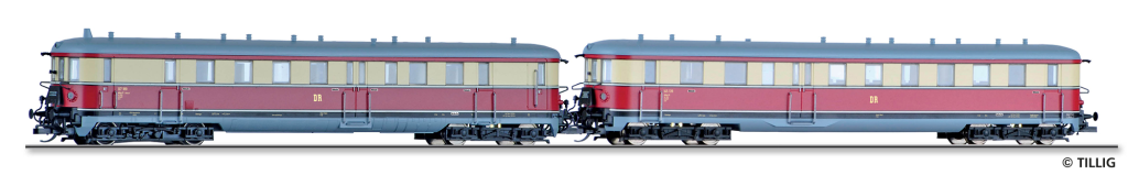 TILLIG 02857 Triebwagen mit Steuerwagen der DR Spur TT