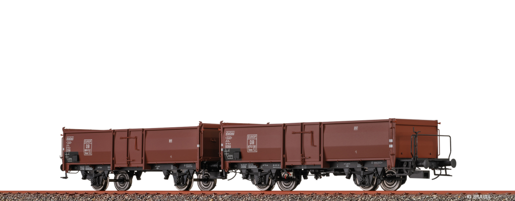 BRAWA 48639 Offene Güterwagen Omm52 DB, 2er-Set Spur H0