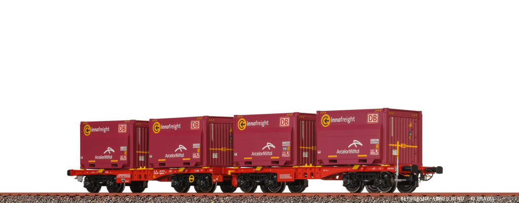 BRAWA 50932 Drehgestellflachwagen Sggmmrrs "ArcelorMittal" DB AG Spur H0