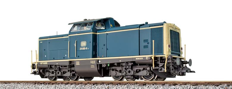 ESU 31571 Diesellok, H0, V100.10, 211 055 DB, ozeanblau-beige, Ep IV, Vorbildzustand um 1980, LokSound, Rauch, Kupplung DC/AC gebraucht Spur H0