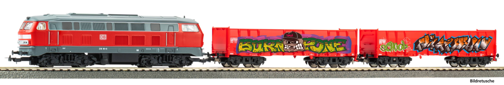 PIKO 57032 Start-Set Güterzug DB AG mit BR 218, A-Gleis mit Bettung Spur H0