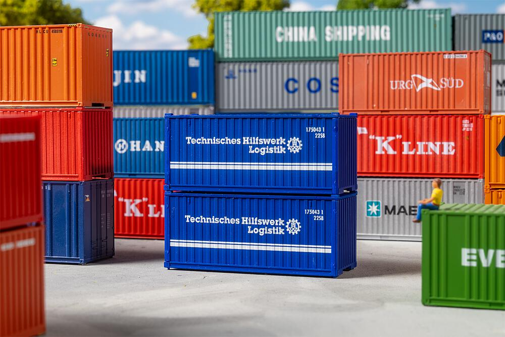 FALLER 182005 20 Container THW, 2er-Set Spur H0