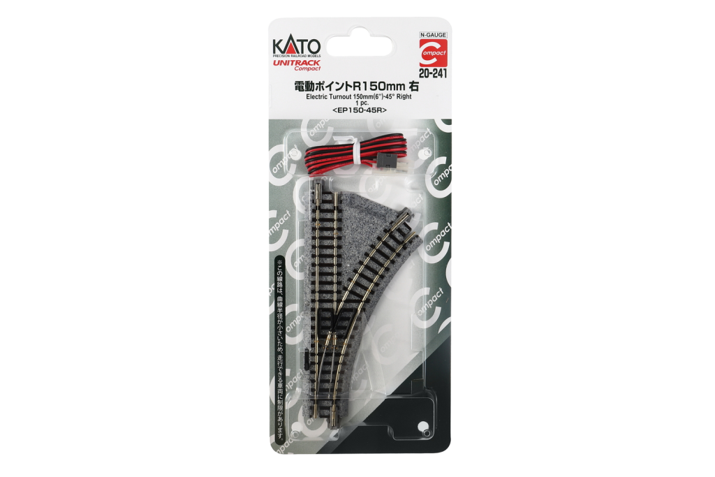 Kato K20-241 Unitrack Compact Elektrische Weiche rechts R150mm 45° Spur N