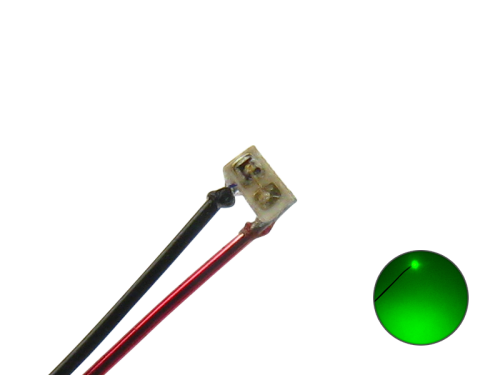 10 Stück LED SMD 0201 mit Kupferlackdraht Draht Kabel echtgrün / truegreen