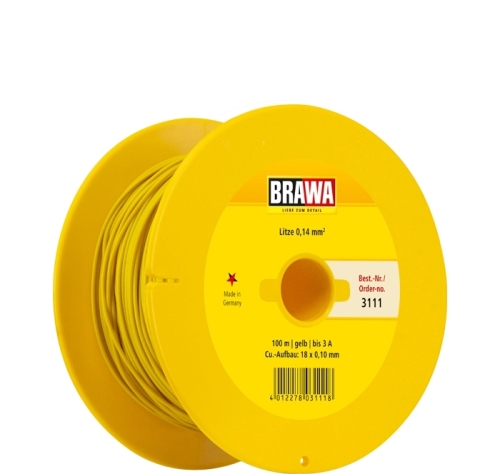 BRAWA 3111 Litze 0,14mm² 100m Spule gelb