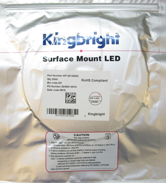 2000 Stück LED SMD 0805 grün diffus Kingbright KP-2012SGD