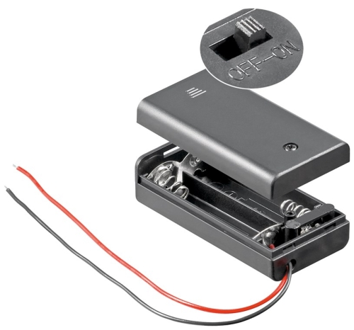 Batteriehalter Batteriefach Akkuhalter Akkufach für 2x AA Mignon-Batterie mit Schalter