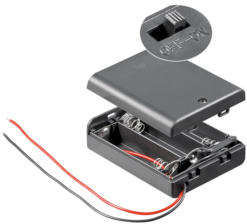 Batteriehalter Batteriefach Akkuhalter Akkufach für 3x AA Mignon-Batterie mit Schalter
