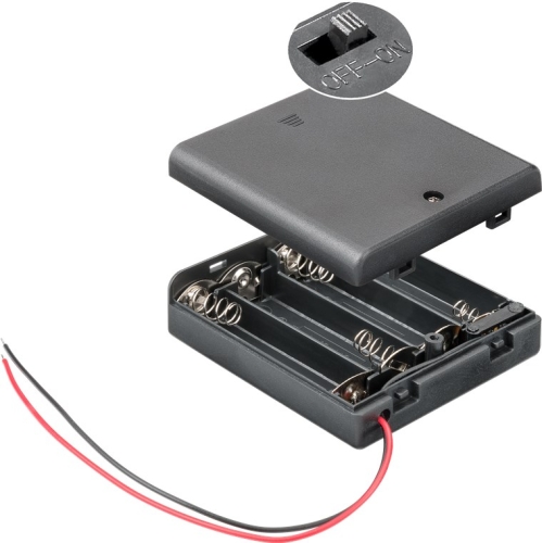 Batteriehalter Batteriefach Akkuhalter Akkufach für 4x AA Mignon-Batterie mit Schalter