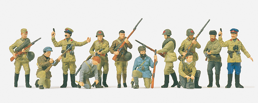 Preiser 16530 UdSSR Infanterie und Partisanen 12 unbemalte Figuren Spur H0