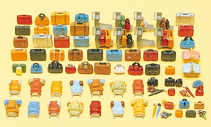 Preiser 17005 Reisegepäck in verschiedenen Farben und Formen 90 Teile Bausatz Spur H0