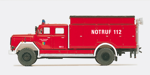 Preiser 31204 Feuerwehr Rüstwagen RW Magirus F 200D 16A 3 Stück Bausatz Spur H0