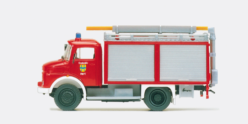 Preiser 31252  Feuerwehr Rüstwagen RW 1 MB LAF 911 B/32 Aufbau Ziegler Bausatz Spur H0