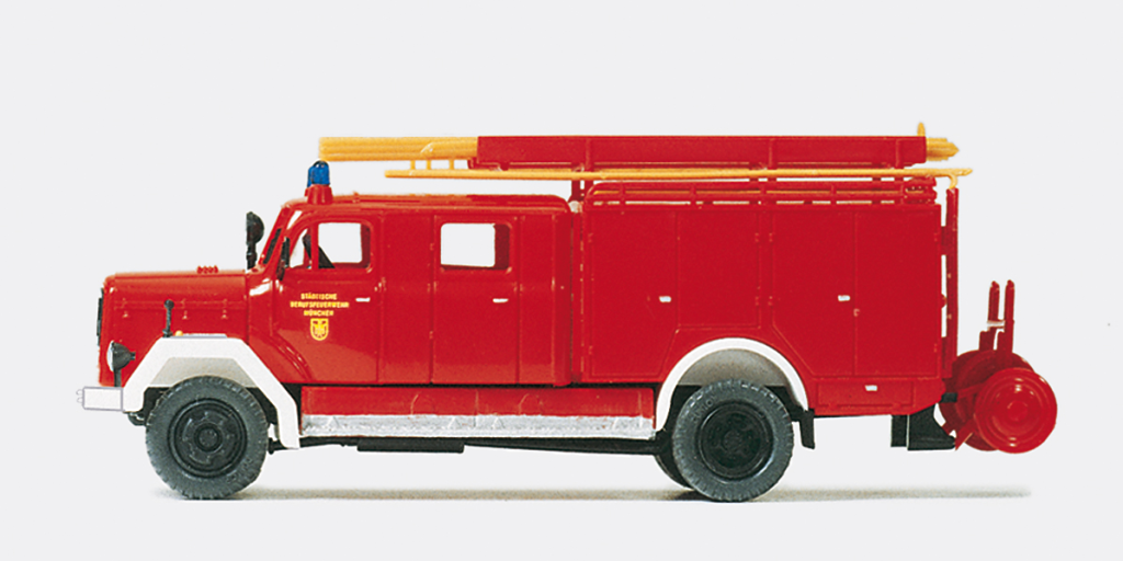 Preiser 31263 Feuerwehr Löschgruppen Fahrzeug Magirus F Mercur 150A Bausatz Spur H0