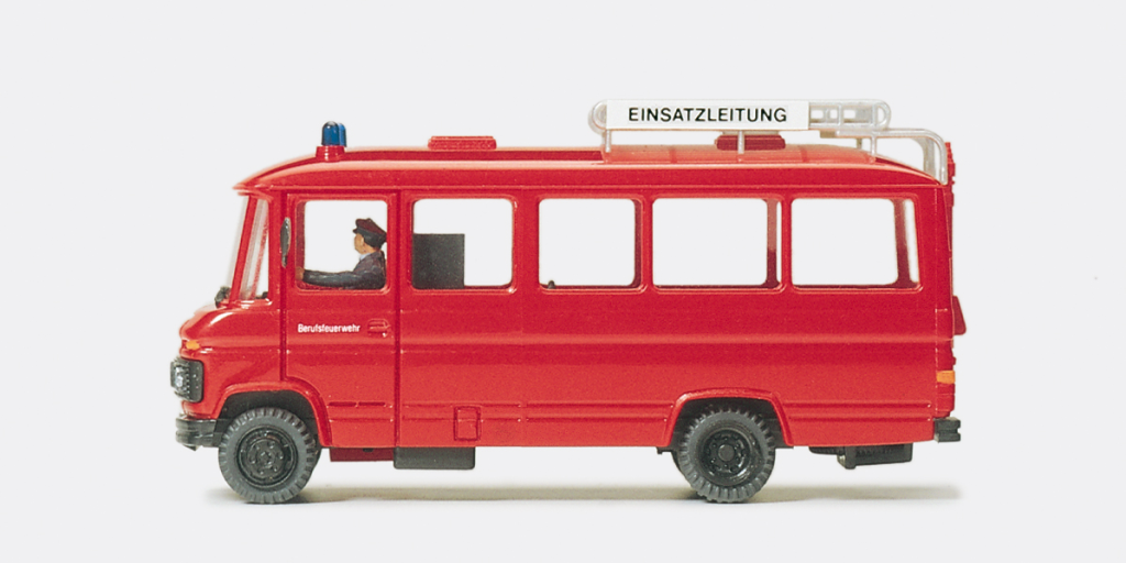 Preiser 35011 Feuerwehr Einsatzleitwagen MB O 309 Fertigmodell Spur H0