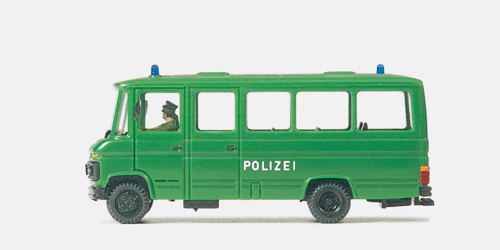 Preiser 37020 Polizei Gruppenkraftwagen Grukw MB L 508 D Fertigmodell Spur H0