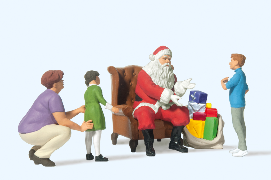 Preiser 44931 Weihnachtsmann in Sessel mit Mutter und Kindern Spur G / Spur II