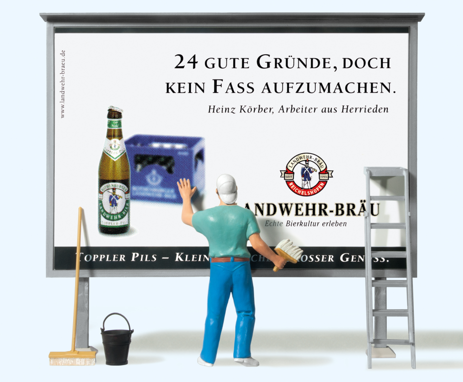 Preiser 45126 Plakatkleber an Plakattafel mit Zubehör Spur G / Spur II