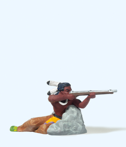 Preiser 54617 Indianer mit Gewehr am Fels liegend Spur G / Spur II