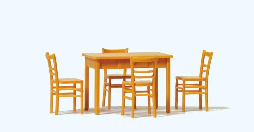 Preiser 65809 Tisch und 4 Stühle braun Spur 0